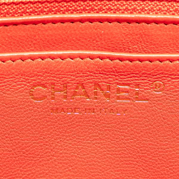 Pre-owned Chanel Jumbo Classic Lambskin Single Flap Orange
