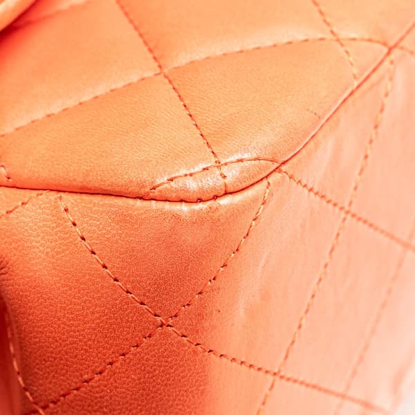 Pre-owned Chanel Jumbo Classic Lambskin Single Flap Orange