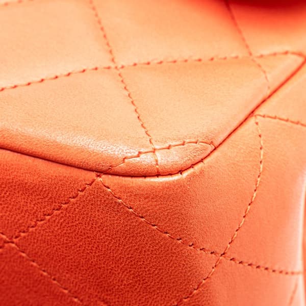 Pre-owned Chanel Jumbo Classic Lambskin Single Flap Orange