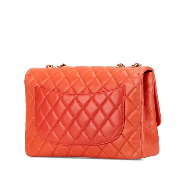 Pre-owned Chanel Jumbo Classic Lambskin Single Flap Orange