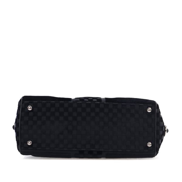Pre-owned Chanel CC Check Embossed Velvet Belted Side Flap Black