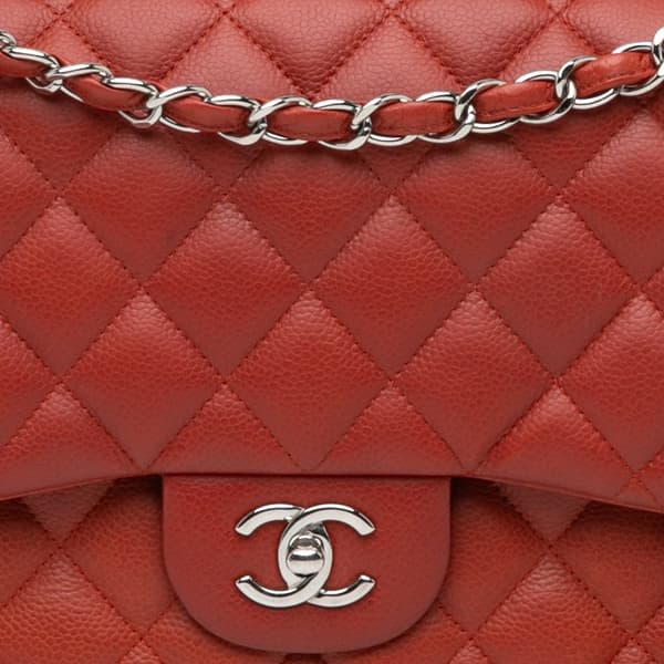 Pre-owned Chanel Jumbo Classic Caviar Double Flap Orange