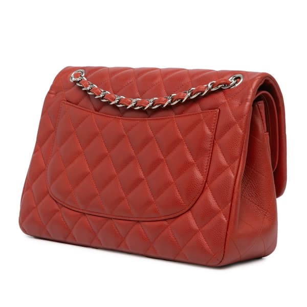 Pre-owned Chanel Jumbo Classic Caviar Double Flap Orange