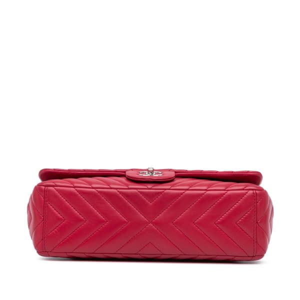Pre-owned Chanel Maxi Classic Chevron Lambskin Single Flap Pink
