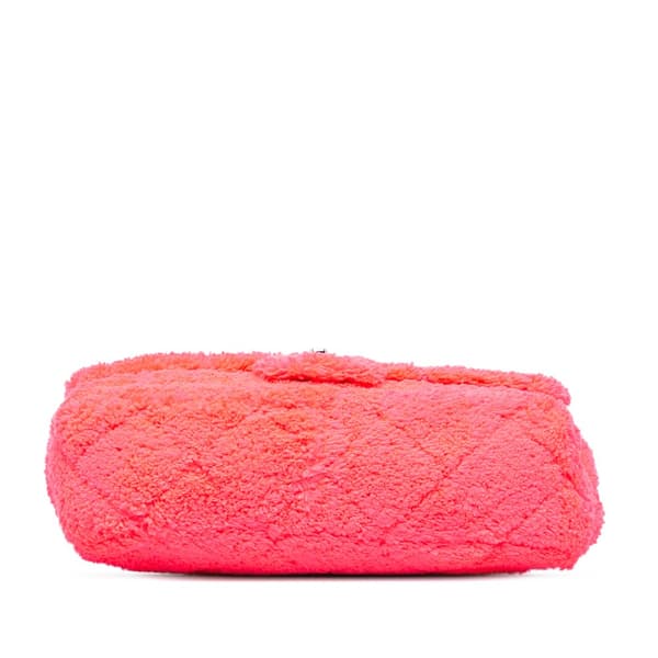 Pre-owned Chanel Medium Quilted Terry Cloth Coco Beach Flap Pink
