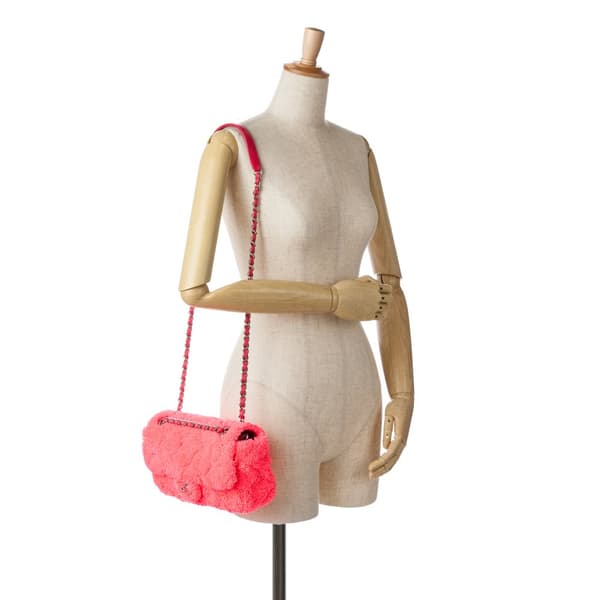Pre-owned Chanel Medium Quilted Terry Cloth Coco Beach Flap Pink