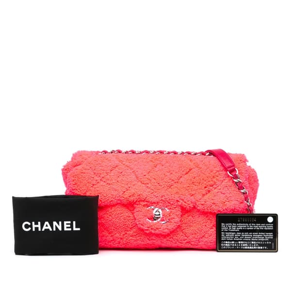 Pre-owned Chanel Medium Quilted Terry Cloth Coco Beach Flap Pink