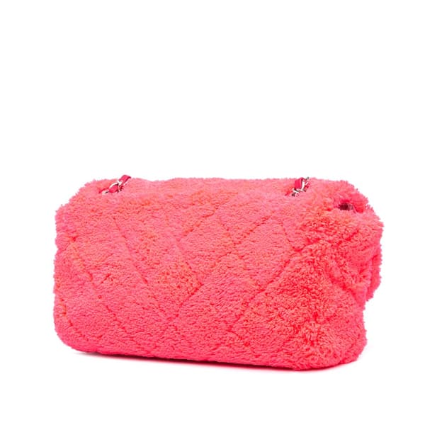 Pre-owned Chanel Medium Quilted Terry Cloth Coco Beach Flap Pink