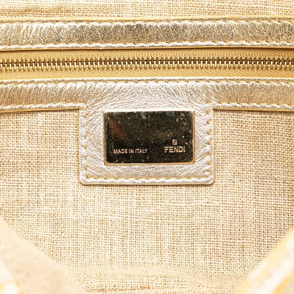 Pre-owned Fendi Zucca Metallic Lurex Baguette Gold