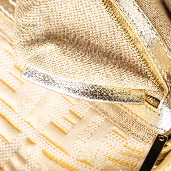 Pre-owned Fendi Zucca Metallic Lurex Baguette Gold