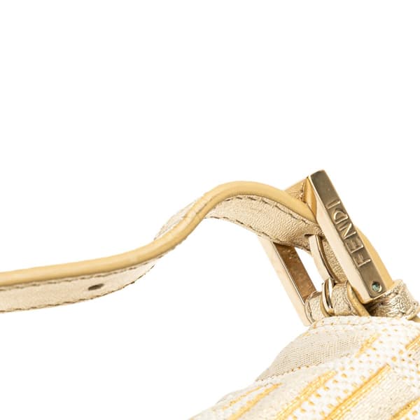 Pre-owned Fendi Zucca Metallic Lurex Baguette Gold
