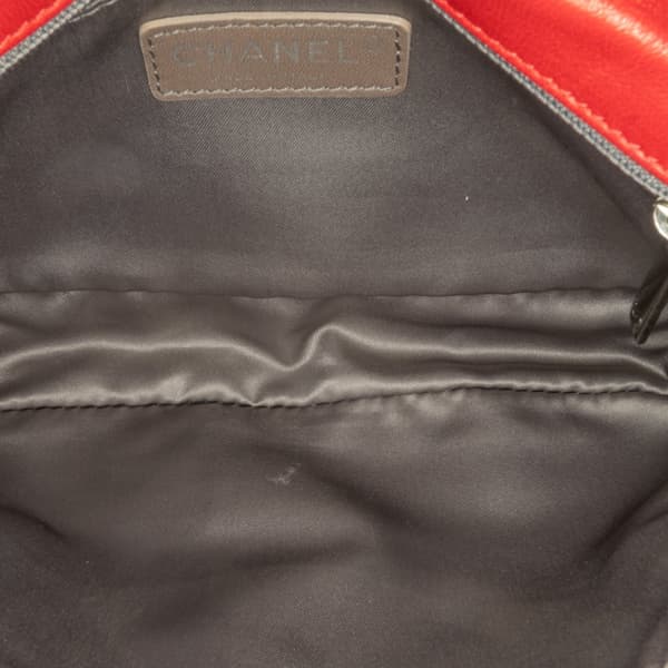 Pre-owned Chanel Small Lambskin Rock and Cabaret Fringe Chain CC Flap Red