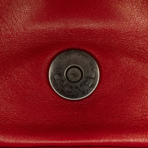 Pre-owned Chanel Small Lambskin Rock and Cabaret Fringe Chain CC Flap Red