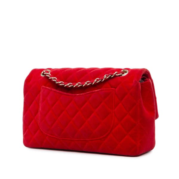 Pre-owned Chanel Medium Classic Velvet Double Flap Red