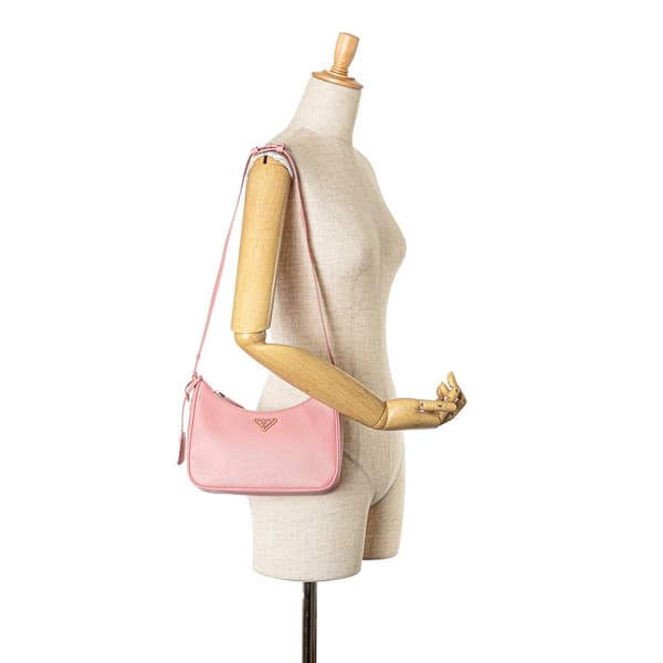 Pre-owned Prada Mini Saffiano Re Edition Shoulder Bag Pink
