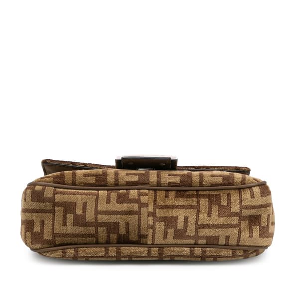 Pre-owned Fendi Zucca Wool Chain Midi Baguette Brown