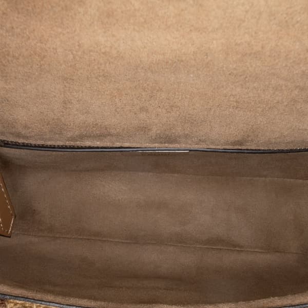 Pre-owned Fendi Zucca Wool Chain Midi Baguette Brown