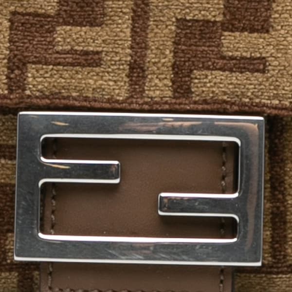 Pre-owned Fendi Zucca Wool Chain Midi Baguette Brown