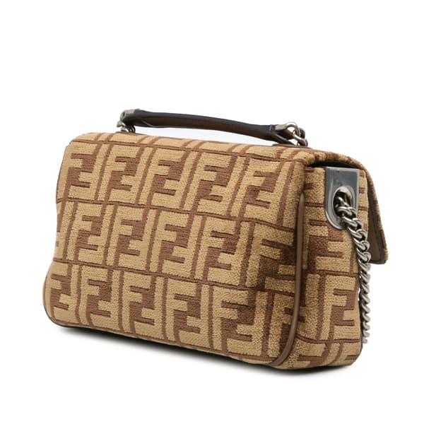 Pre-owned Fendi Zucca Wool Chain Midi Baguette Brown