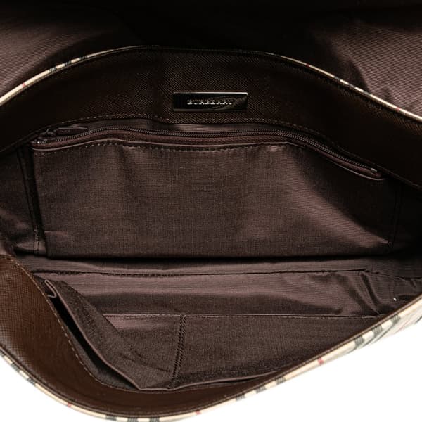 Pre-owned Burberry House Check Canvas Shoulder Bag Brown