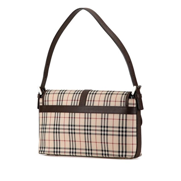 Pre-owned Burberry House Check Canvas Shoulder Bag Brown