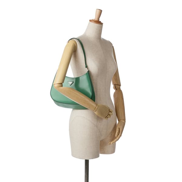 Pre-owned Prada Spazzolato Cleo Shoulder Bag Green