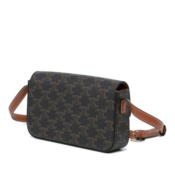 Pre-owned Celine Triomphe Coated Canvas Claude Shoulder Bag Brown