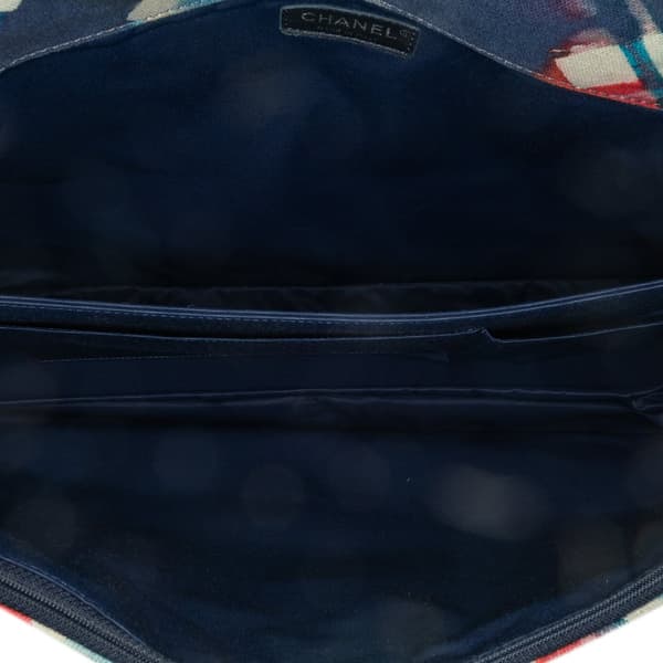 Pre-owned Chanel XXL Printed Canvas Airline Single Flap Blue