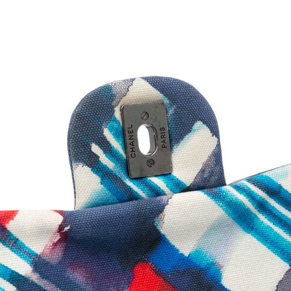 Pre-owned Chanel XXL Printed Canvas Airline Single Flap Blue