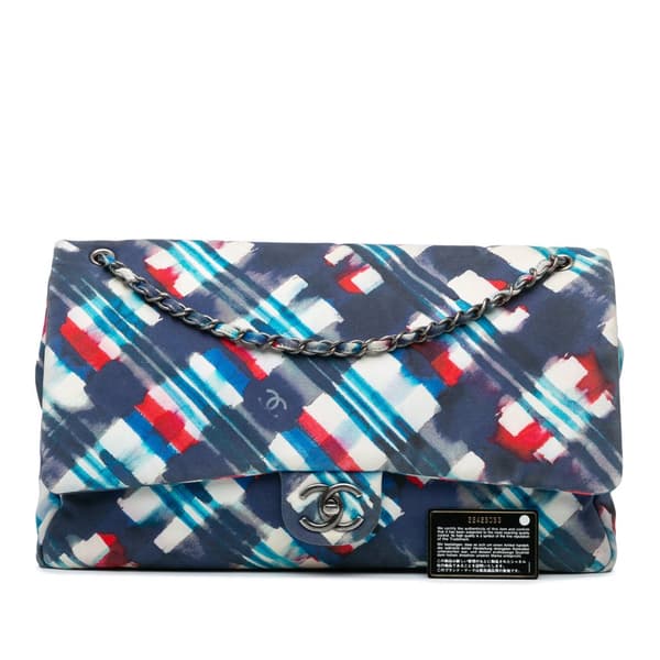 Pre-owned Chanel XXL Printed Canvas Airline Single Flap Blue
