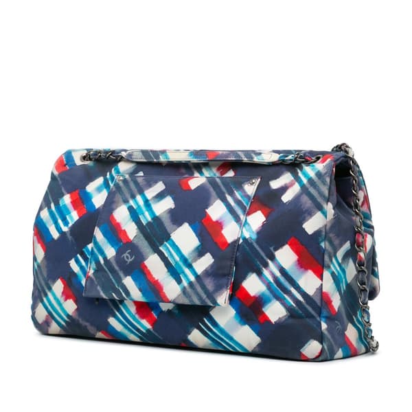 Pre-owned Chanel XXL Printed Canvas Airline Single Flap Blue