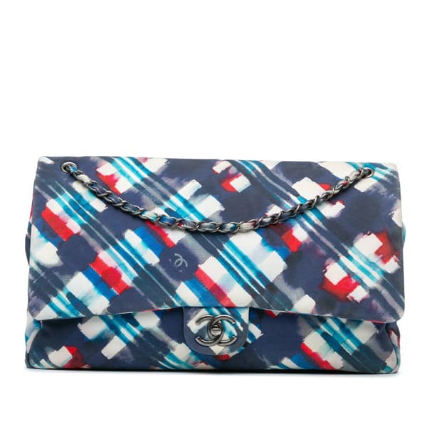 Pre-owned Chanel XXL Printed Canvas Airline Single Flap Blue