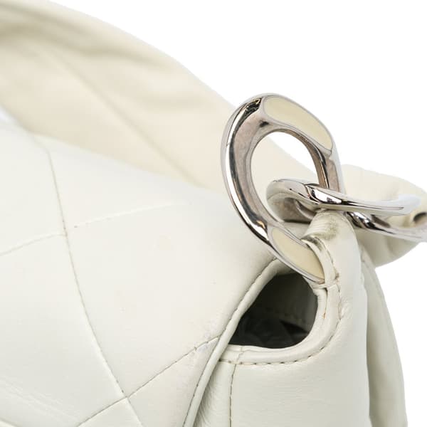 Pre-owned Chanel Quilted Lambskin Pillow Soft Enamel CC Flap White