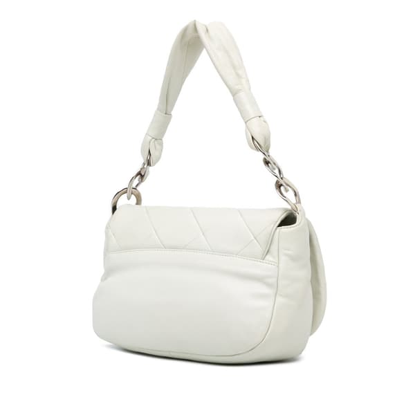 Pre-owned Chanel Quilted Lambskin Pillow Soft Enamel CC Flap White
