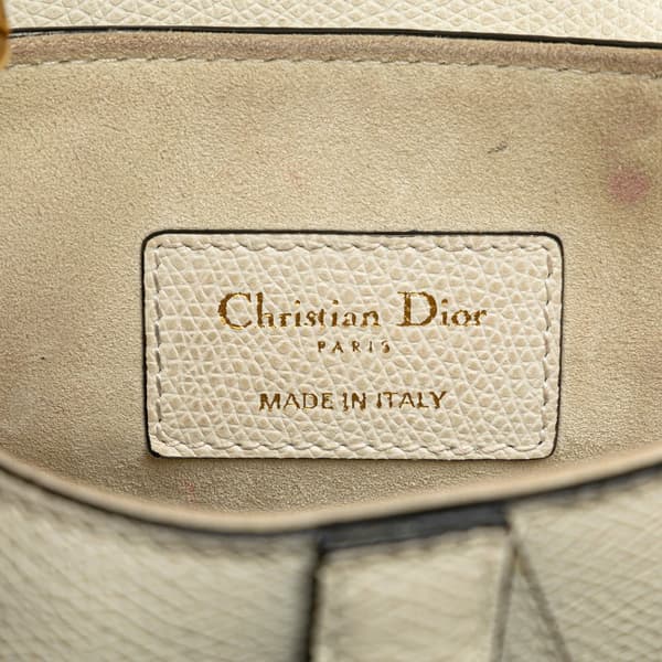 Pre-owned Dior Mini Leather Saddle Bag White