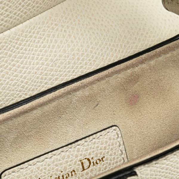 Pre-owned Dior Mini Leather Saddle Bag White