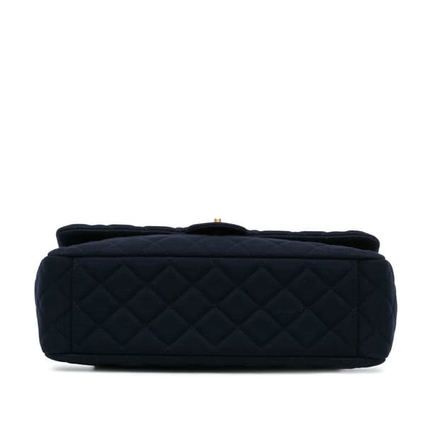 Pre-owned Chanel XL Classic Jersey Single Flap Blue