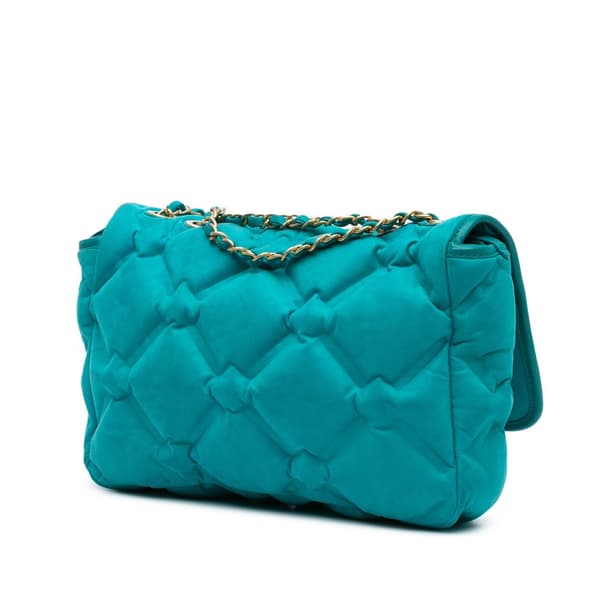 Pre-owned Chanel Small Iridescent Calfskin Chesterfield Flap Blue