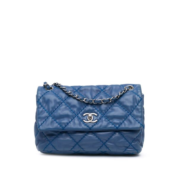 Pre-owned Chanel Small Calfskin Love Me Tender Flap Blue