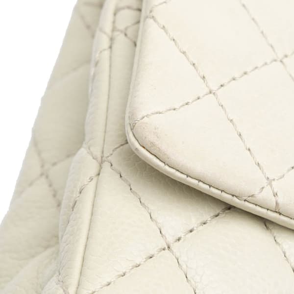 Pre-owned Chanel Medium Classic Caviar Double Flap White