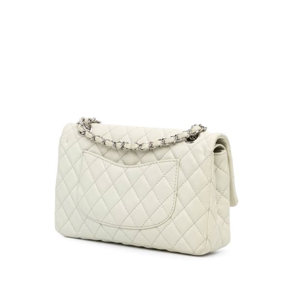 Pre-owned Chanel Medium Classic Caviar Double Flap White