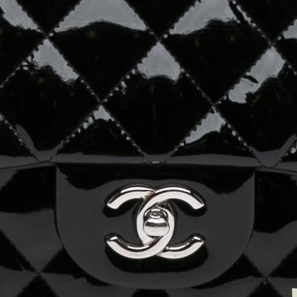 Pre-owned Chanel Jumbo Classic Patent Double Flap Black