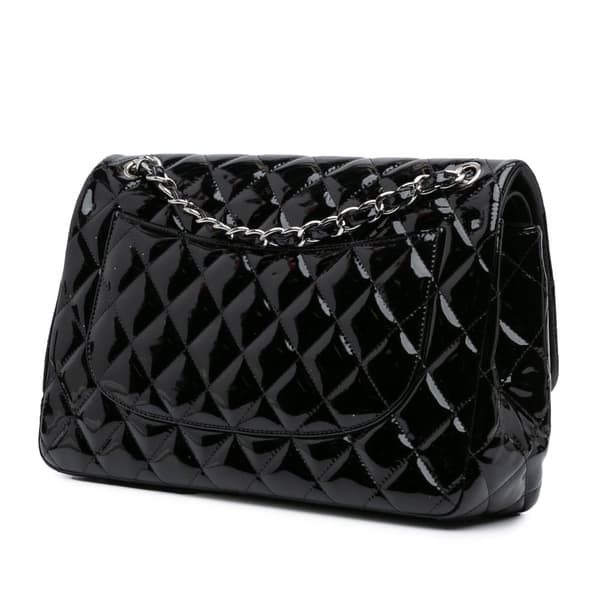 Pre-owned Chanel Jumbo Classic Patent Double Flap Black