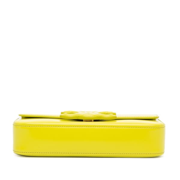 Pre-owned Celine Triomphe Calfskin Cuir Chain Shoulder Bag Yellow
