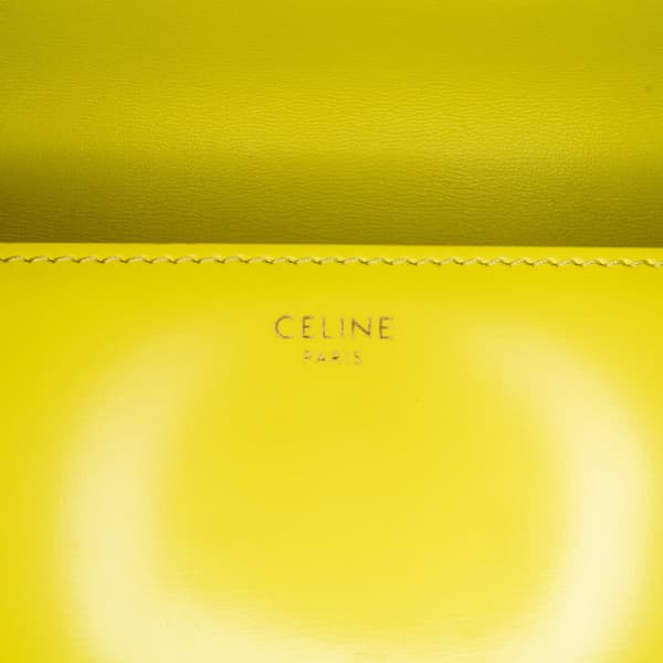 Pre-owned Celine Triomphe Calfskin Cuir Chain Shoulder Bag Yellow