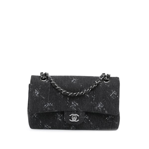 Pre-owned Chanel Medium Denim Double Flap Black