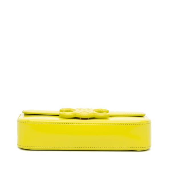 Pre-owned Celine Triomphe Calfskin Cuir Chain Shoulder Bag Yellow