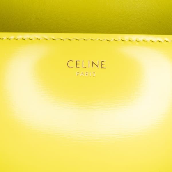 Pre-owned Celine Triomphe Calfskin Cuir Chain Shoulder Bag Yellow