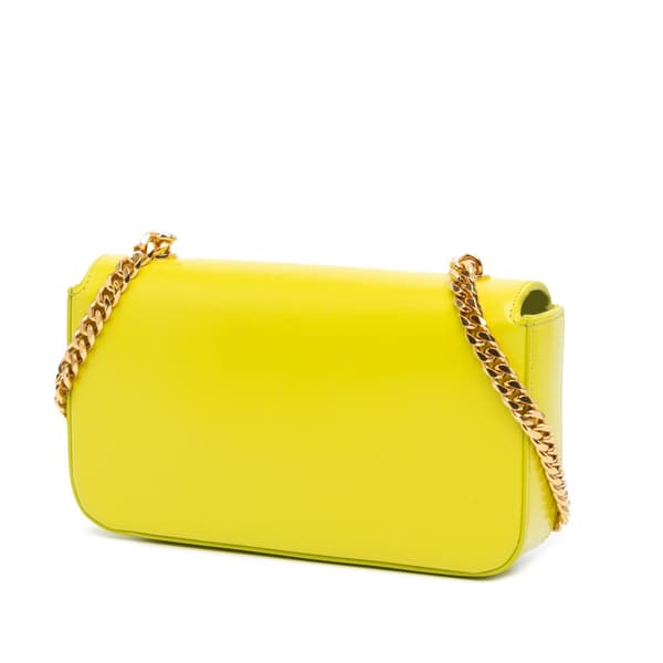 Pre-owned Celine Triomphe Calfskin Cuir Chain Shoulder Bag Yellow
