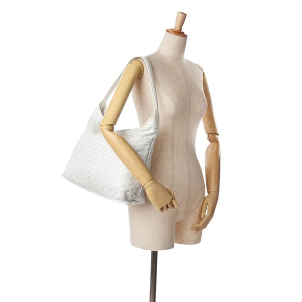 Pre-owned Goyard Goyardine Boheme Hobo White